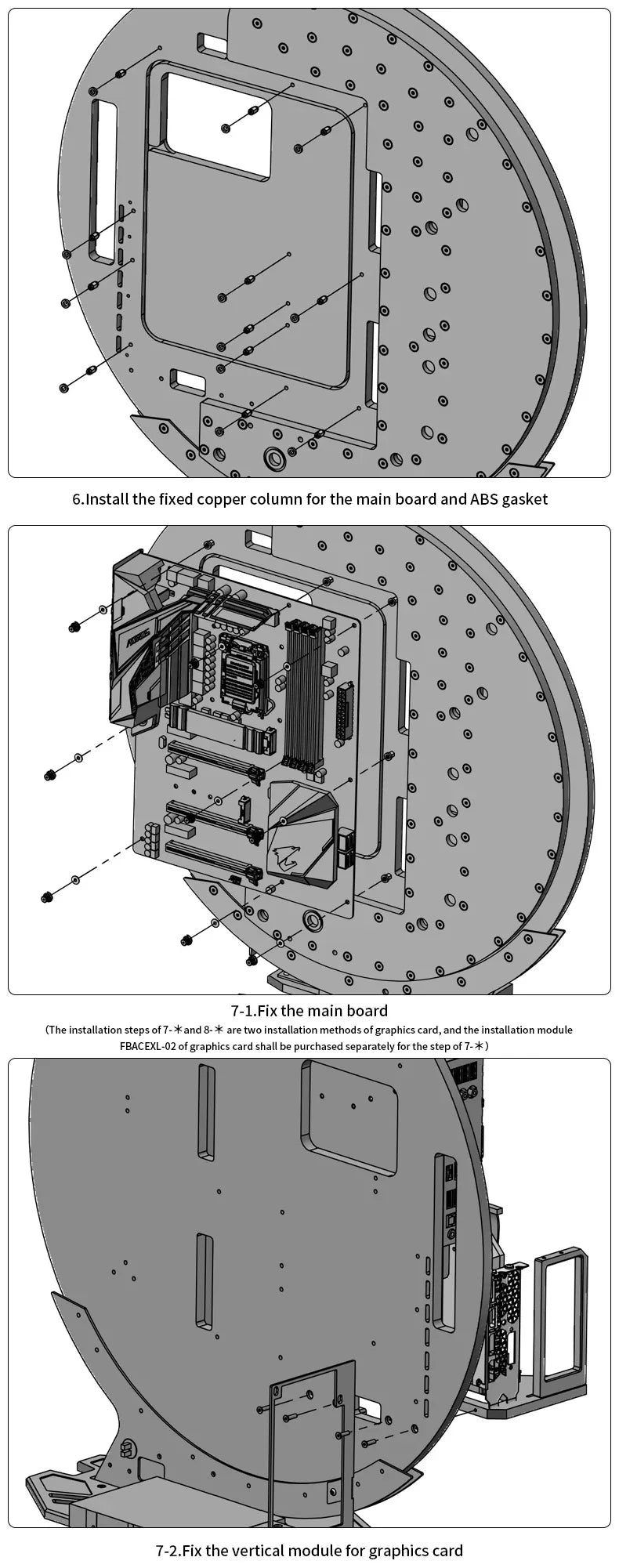 Barrowch STAR1 Series Circular Water Cooling Case, Limited Edition Gamer DIY House,PC Computer Open Chassis FBCES-PA.