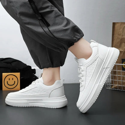 Fashion White Men Casual Sneakers Outdoor Platform Runing Shoes Breathable Mens Sport Shoes Light Walking Shoes Tennis Shoes