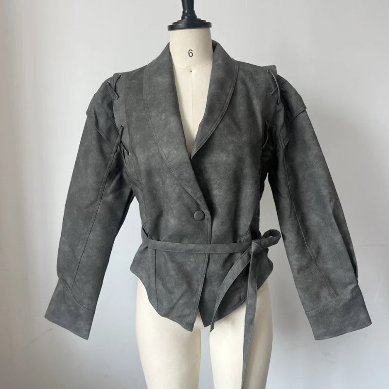 Retro-Jacke, modisch, Frühling und Herbst, lässig, lockere Tasche, langärmelig, trendig, cool, vielseitig, hochwertige Damen-Kurzjacke