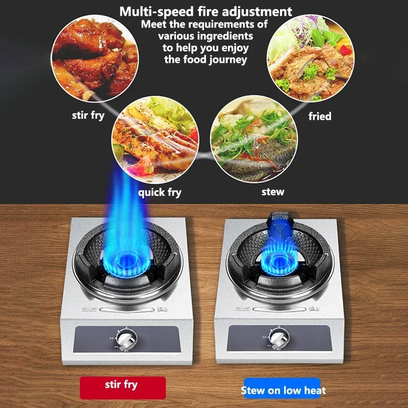 Furious Fire Stove Commercial Single Stove Liquefied Gas Stove Stir-frying High pressure stove stainless steel desktop gas stove.
