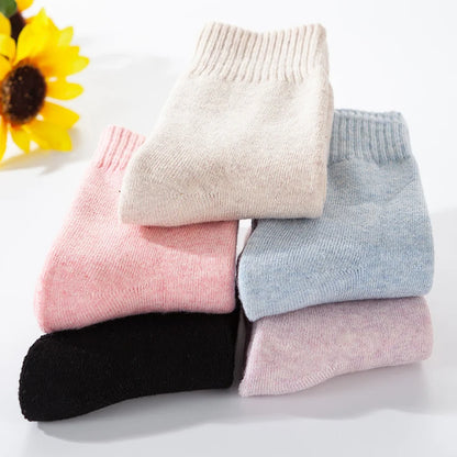 1 Pairs Winter Warm Wool Women Socks  Thicken Plush Solid Color Christmas Against Cold Snow Soft Therma Sleep Sock.