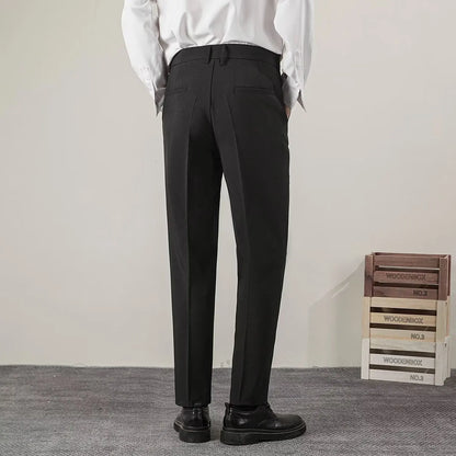 Summer Men's Solid Color Straight Casual Pants Fashion Classic Business Casual Male Brand Clothing Classic Slim Suit Trousers.