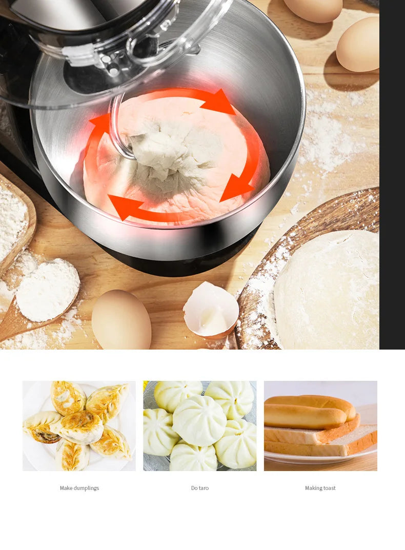 DIVEDEER Kitchen food mixer 3.5L stainless steel bowl cream egg mixture cake dough kneading machine 600W vertical mixer.