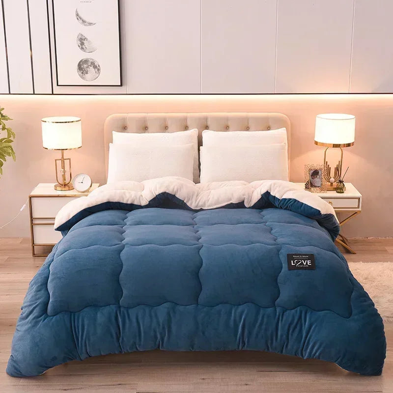 Lamb Velvet Winter Quilt Machine Washable Soft and Warm Blanket Spring and Autumn Quilt Super Warm Bedding Queen Comforter 겨울 이불