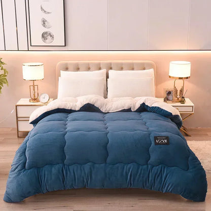 Lamb Velvet Winter Quilt Machine Washable Soft and Warm Blanket Spring and Autumn Quilt Super Warm Bedding Queen Comforter 겨울 이불