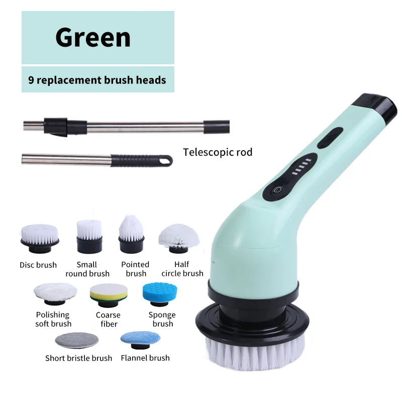 9-in-1 Electric Cleaning Brush Electric Spin Cleaning Scrubber Electric Cleaning Tools Parlour Kitchen Bathroom Cleaning Gadgets.