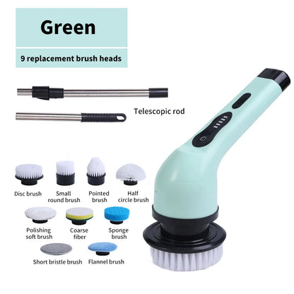 9-in-1 Electric Cleaning Brush Electric Spin Cleaning Scrubber Electric Cleaning Tools Parlour Kitchen Bathroom Cleaning Gadgets.