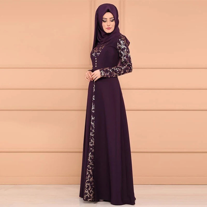 5XL Dubai Langarm Kleid Frauen Muslimischen Gefälschte Zwei Stück Party Kleider Ethnische Islamischen Kostüm Abaya Große Größe Kleidung.