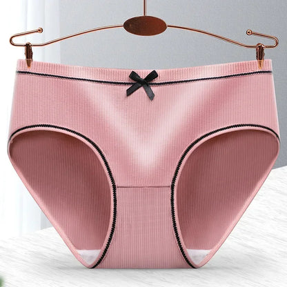Ladies Cotton Underwear Panties Girls Sexy Seamless Antibacterial Crotch Breathable Briefs Mid-waist Large Size Women's Panties.