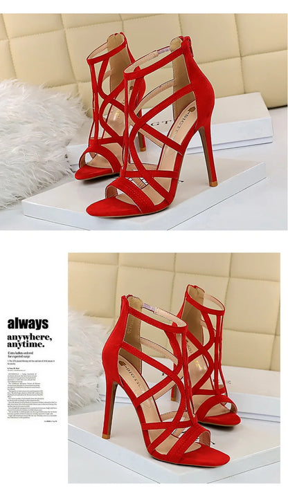 BIGTREE Shoes Roman Style High Heels Woman Pumps Stiletto Heels 11 Cm Women Heels Sexy Party Shoes Hollow Out Women Sandals 2025.