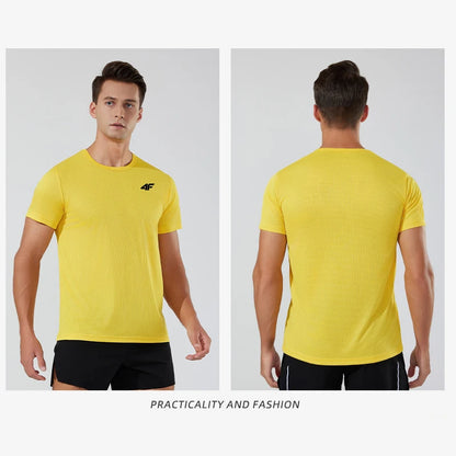 Men's Summer Exercise Trainning T-shirt High Quality Breathable Quick Dry Short Sleeved Top Marathon Gym Fitness Basketball Tees.