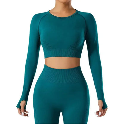 Seamless Cross-Border Running Sports Top Breathable Fitness Jacket Training Quick-Dry Outerwear Long Sleeve Yoga Wear For Women.