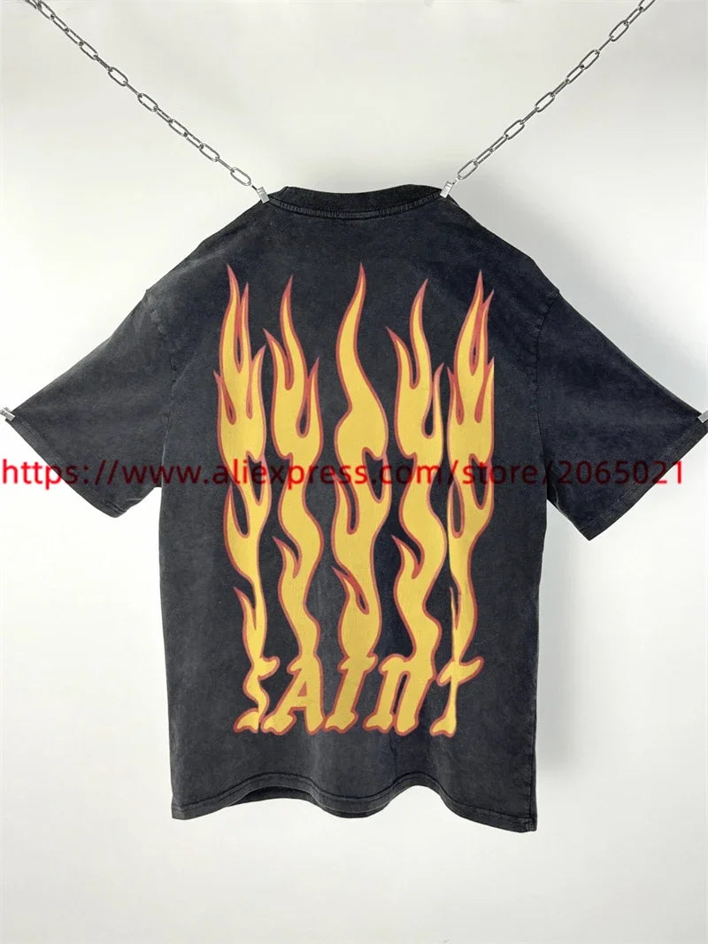 SAINT Vintage NIN Nine-inch Nail T-Shirts Best Quality Vintage Washed T Shirt Tee Tops