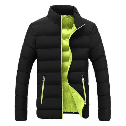 2024 Black New Men's Warm Jacket Cotton Padded Jacket Casual Sports Autumn Winter Men Standing Collar Warm Thick Parker Coat Jac.