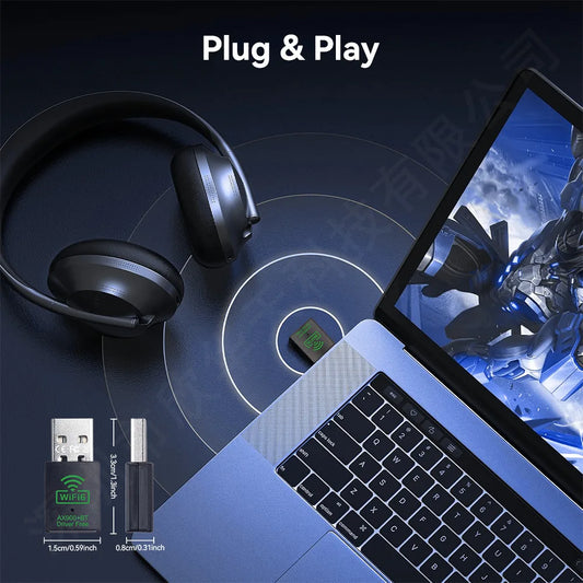 WiFi 6 Wireless Lan Card Driver Free USB Wifi Adapter Dual Band 2.4G/5GHz Wifi Card Bluetooth 5.4 Wifi Antenna For PC Laptop.