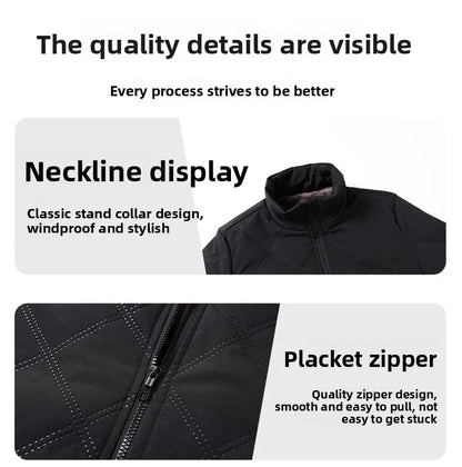 2025 Men's Warm Parker Coat Autumn/Winter Outdoor Sports Thick Anti Cold Cotton Jacket Stand up Collar Checkered Cotton Coat.