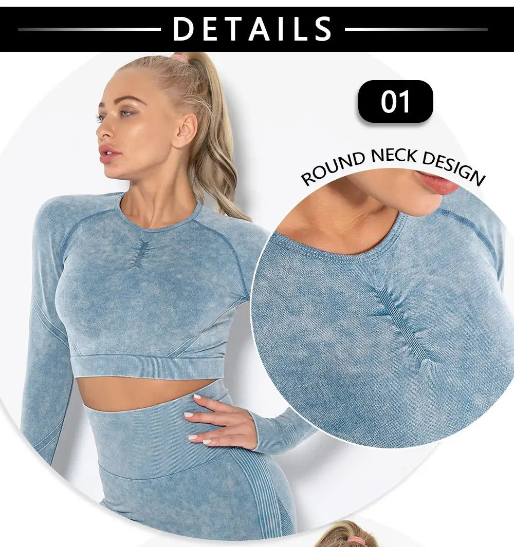 Seamless Yoga Set Gym Clothes Women's Sportswear Yoga Suits Women Fitness Set Tracksuits Sports Outfits Long Sleeve Gym Leggings