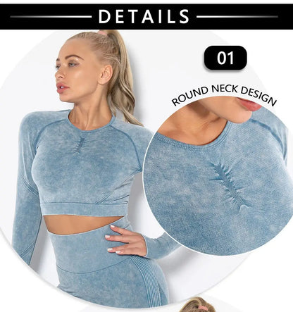 Seamless Yoga Set Gym Clothes Women's Sportswear Yoga Suits Women Fitness Set Tracksuits Sports Outfits Long Sleeve Gym Leggings