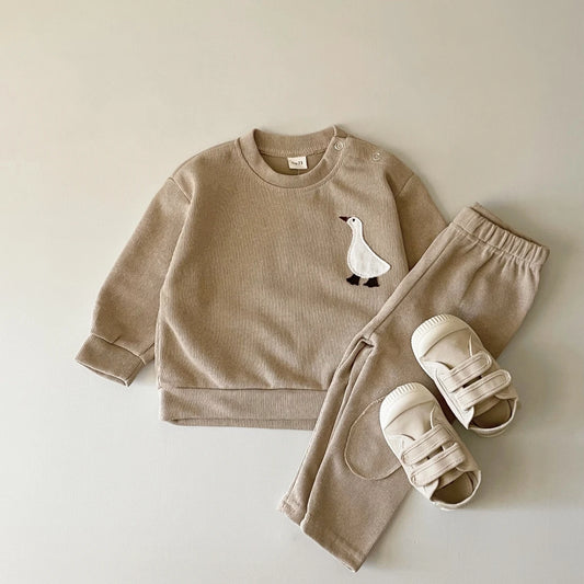 Infant Baby Jungen Mädchen Kleidung Neugeborenen Herbst Langarm Gans Bär Muster Baumwolle Tops Casual Hosen Kleinkind Kleidung Outfit Set.