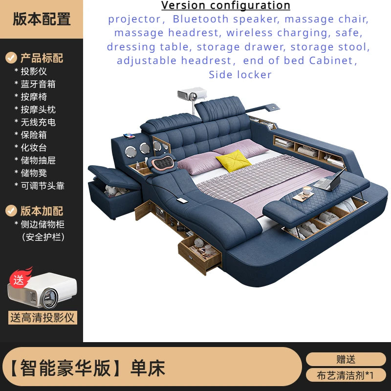 Nordic Smart Modulares Doppelbett Master Storage Luxus Designer Doppelbett Multifunktionale Leder Camas Ehe Möbel