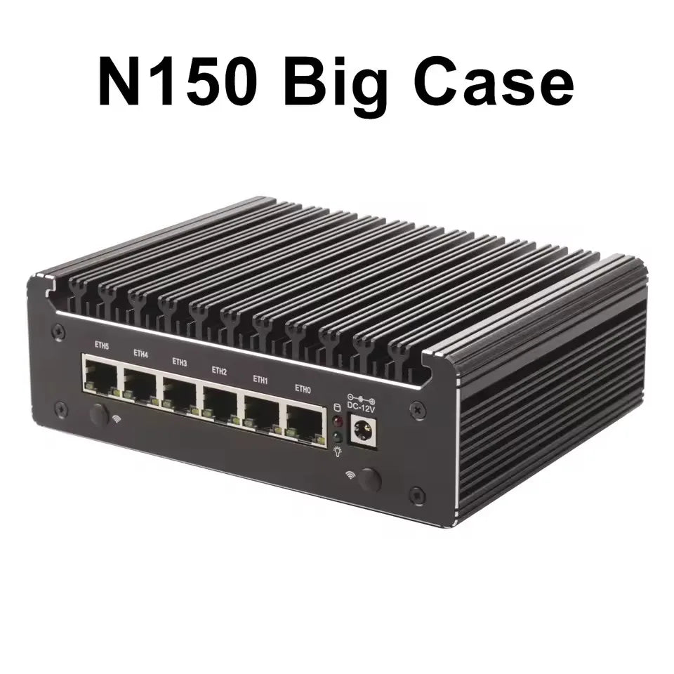 Intel N150 7505 6305 6 Lans i226-V 2.5G Firewall Soft Router DDR4 NVMe 1*COM Type-C pfSense OPNsense Fanless Mini PC Computer