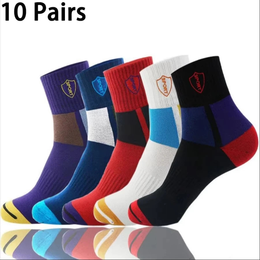 Men's thick warm towel socks 3 pairs of casual solid color mid-calf socks winter men's socks.