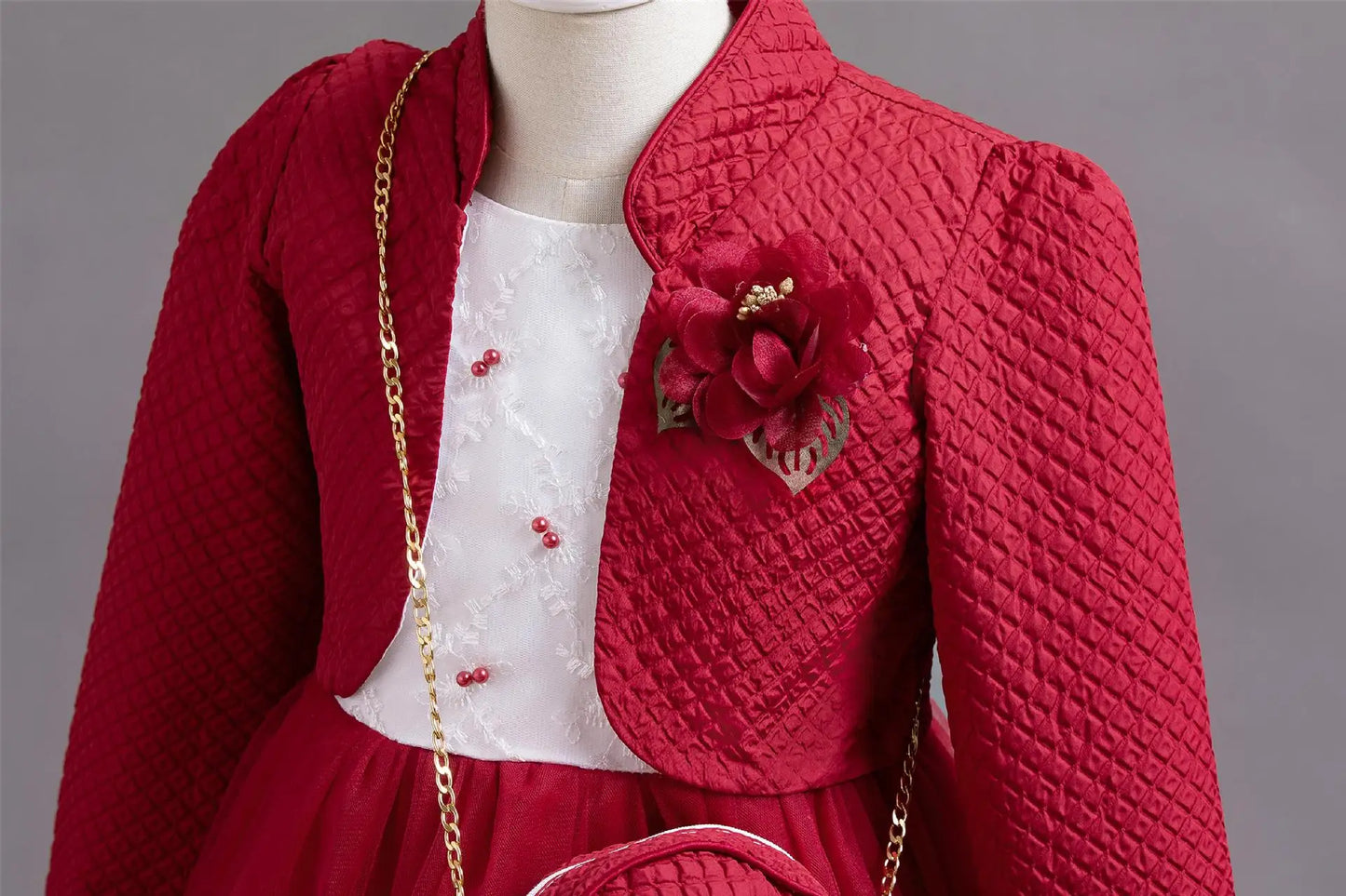 Neues Herbst/Winter Langarm-Partykleid, elegantes Mädchen-Stickerei, Weihnachts-Performance-Kleid, Geschenktüte für Kinder im Alter von 3–11 Jahren