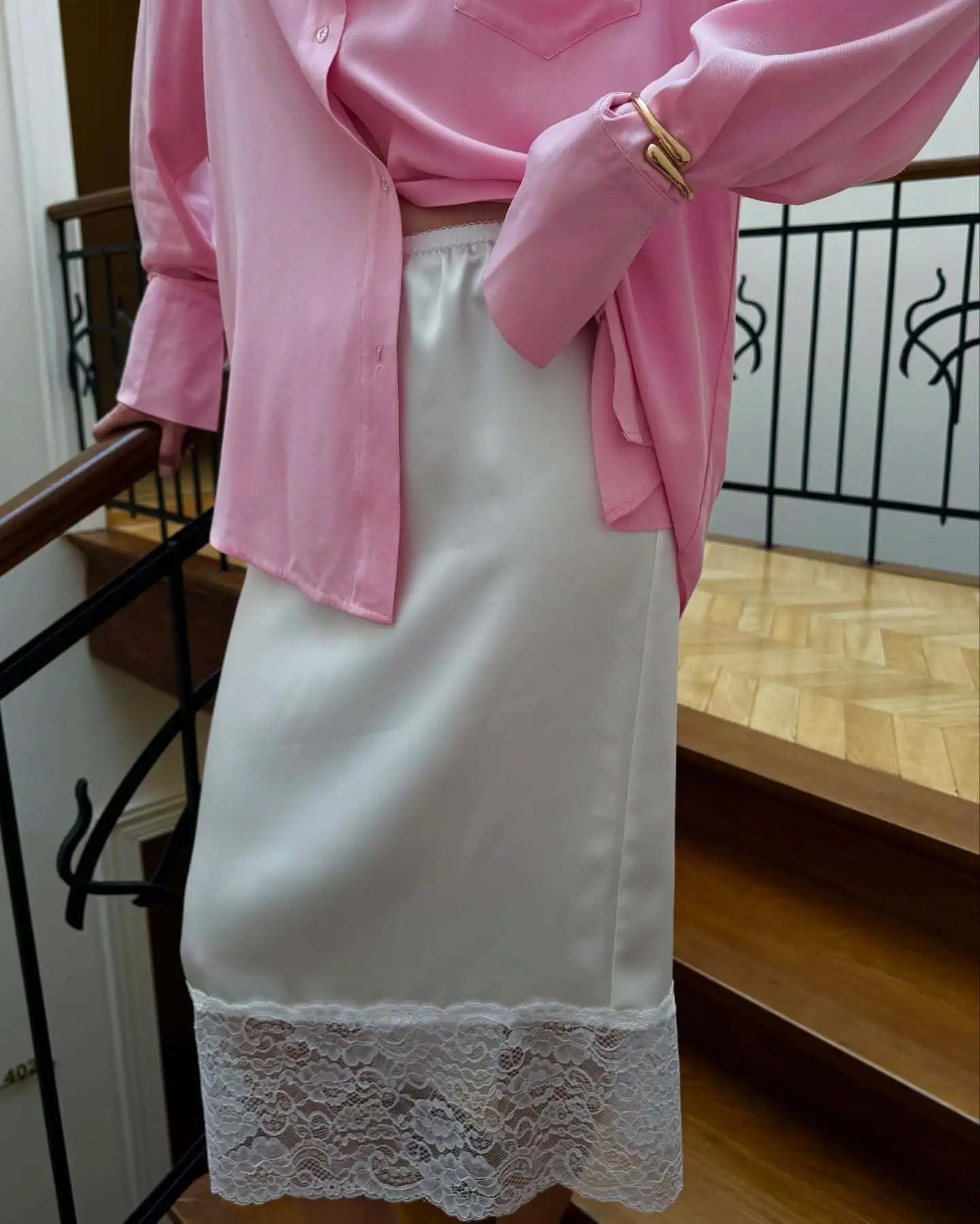 Tossy White Casual Lace Long Skirt For Women Slim High Waist Patchwork Elegant Commute Clothes Summer 2025 Female Maxi Skirt New