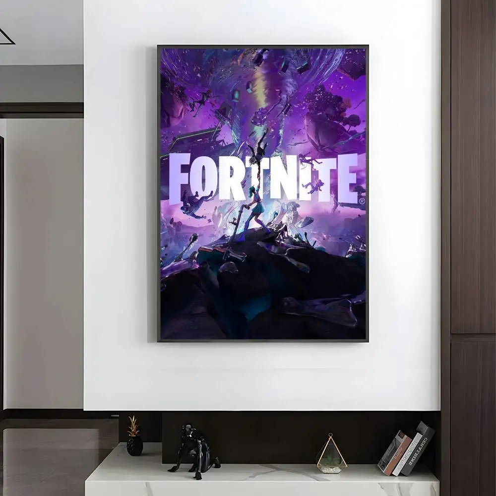 1pc F-Fortnites Poster HD art sticky wall waterproof home living room bedroom bar aesthetic decoration.