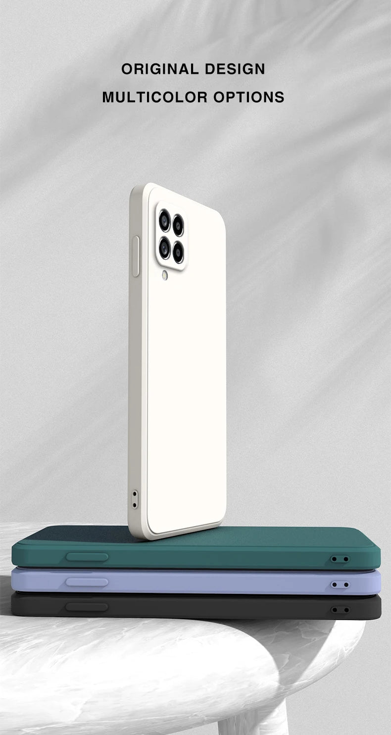 Funda Original Phone Case for Samsung A12 M12 A22 M22 A32 A42 A52 A72 5G Matte Silicone Camera Protective Cover Cases.