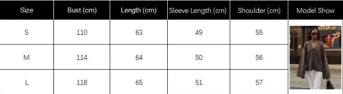 Damenjacke mit V-Ausschnitt, einfarbig, langärmelig, Strickjacke, modischer, lockerer, lässiger Pullover.