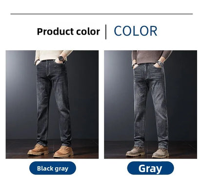 2025 New High Quality Jeans Men Baggy Pants Autumn Straight Cut Loose Solid Denim Pants Streetwear Fashion Pockets Vintage Man