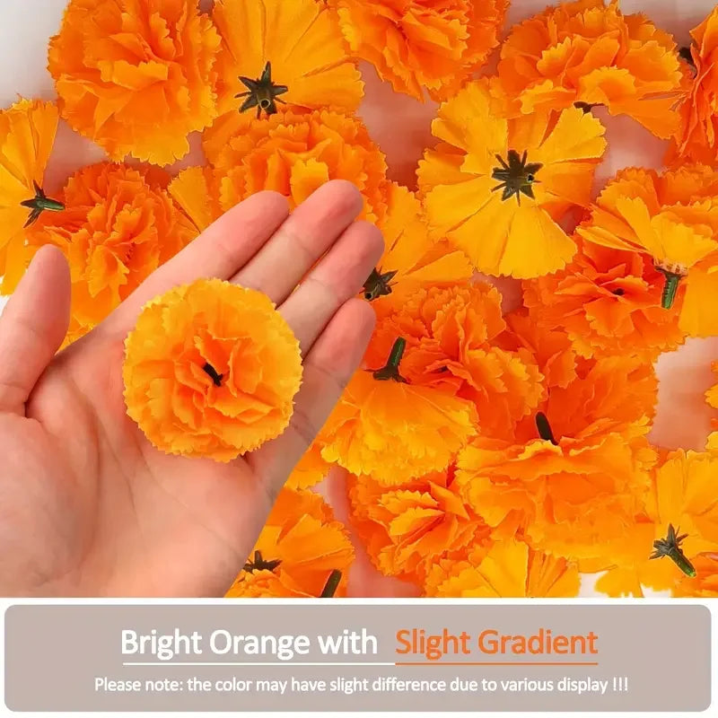 2,17 Zoll mexikanische Ringelblume künstliche Blumen Tag der Toten DIY Girlande String Halloween Diwali Party Home Outdoor Dekoration.