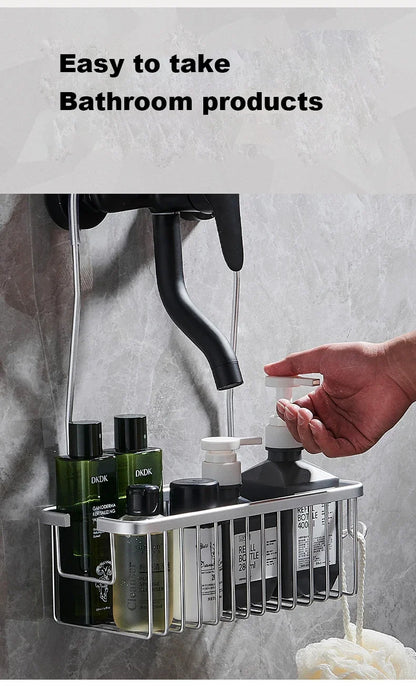 Kein Bohren, abnehmbares Regal, Aluminium-Badekorb, perforationsfreies Shampoo-Regal für Badezimmerregale zur Aufbewahrung von Dusch-Organizern