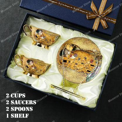 Egyptian Couple Coffee Cup European Bone China Coffee Cup Dish Set Ceramic Retro English Afternoon Tea Cup Set Coffee Mug.