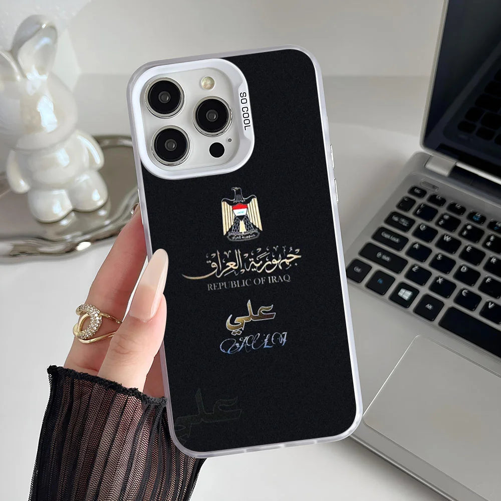 Epc Nation Iraq Flag Phone Case IMD Phone Case For IPhone 16 15 14 13 12 11 Pro Max Plus Color Silver Cover.