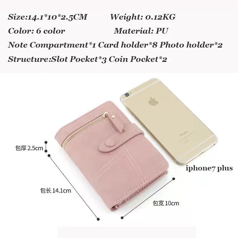 Personalized Name Women’s Short Wallet -Customize Name Multifunctional Solid Color Stitching Buckle，Multi-Card Slot Coin Purse.