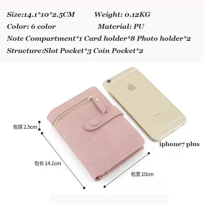 Personalized Name Women’s Short Wallet -Customize Name Multifunctional Solid Color Stitching Buckle，Multi-Card Slot Coin Purse.