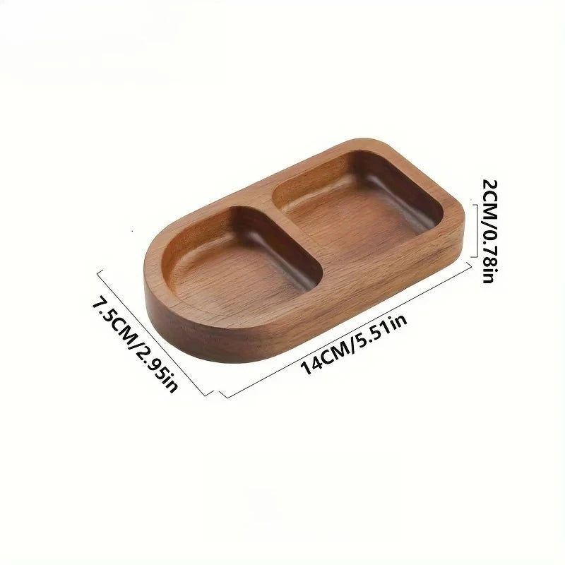 Seasoning Wood Snack Plate with Compartments 2/3/4 Grids Fruit Snacks Food Storage Trays Sauce Plate Kitchen Accessories 일본 주방용품