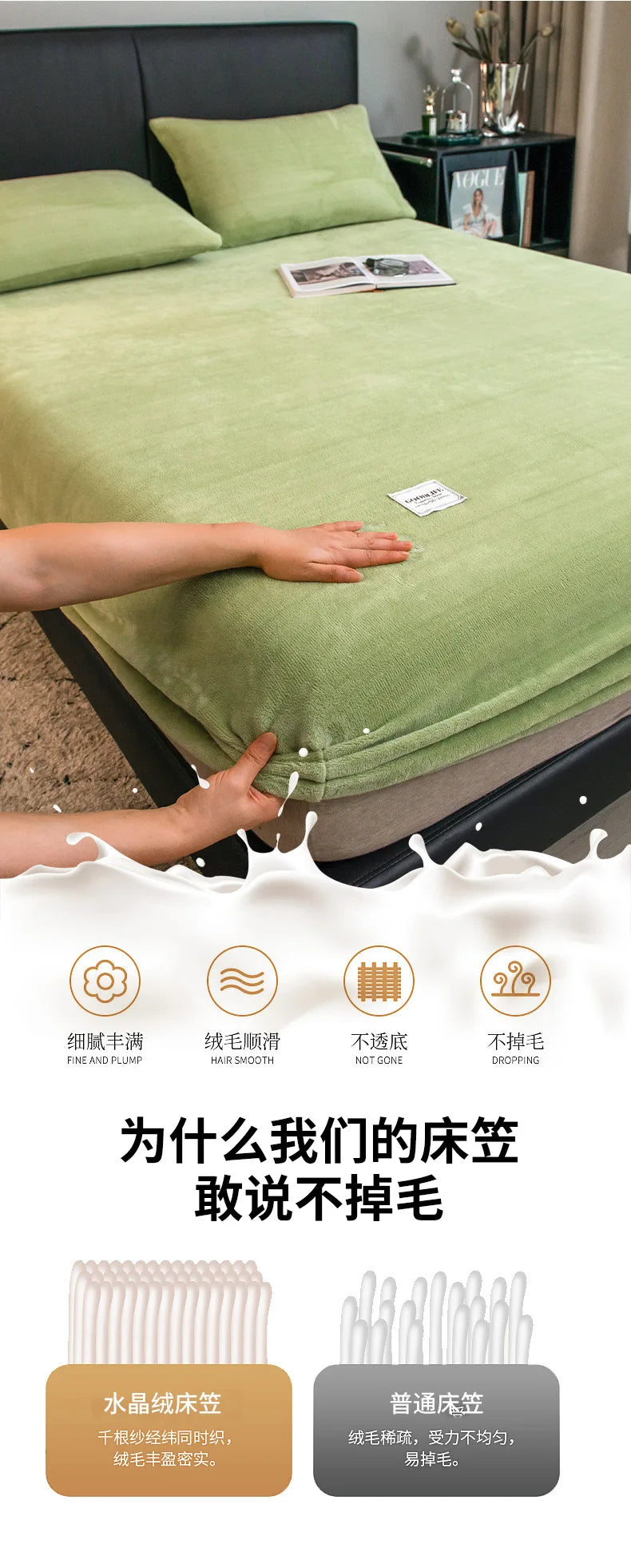 Warm Plush Fitted Sheet Elastic Mattress Cover Fluffy Velvet Fleece Bed Linen Couple Thermal Double Bed Not Included Pillowcase.