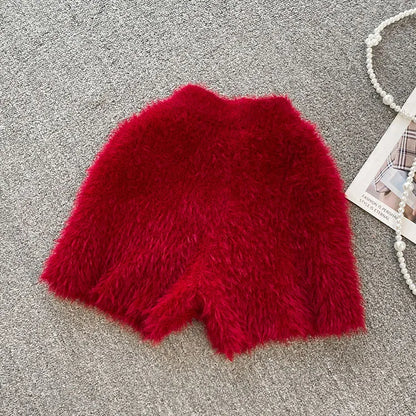 Autumn Winter New Knitted Shorts Women Korean High Waist Bottoms Causal Fashion Warm Sweater Short Femme.