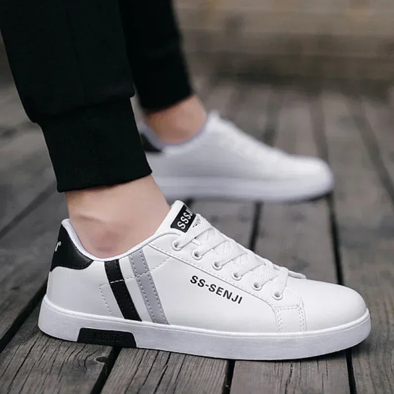 High Quality Men Sneakers Leather Outdoor Casual Shoes Lace-up Hot Sale Mens Vulcanized Shoes Trendy Men Shoes New Tenis Hombres.