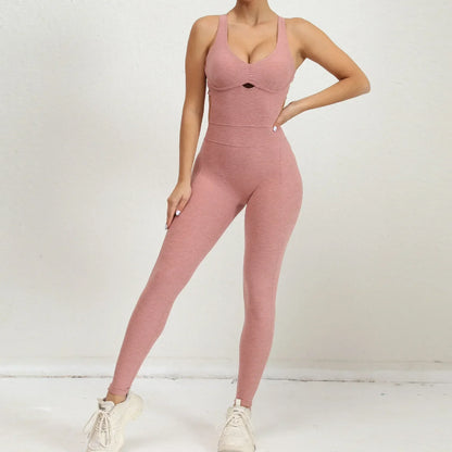 Seamless Yoga Jumpsuits Sports Fitness Peach Hip Raise Cross Beauty Back Dance Belly Contracting One-piece Tracksuits for Women