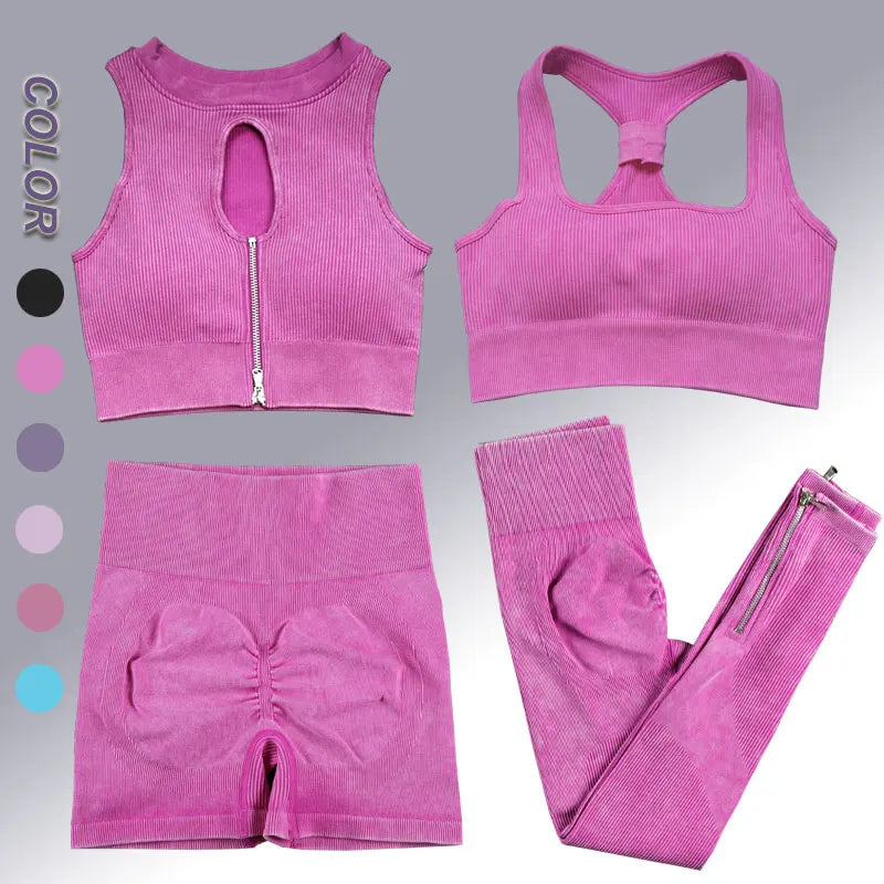 Yoga Suit High Waist Leggings Running Training Tights Sports Outfits Long Sleeve Crop Top Bra Seamless Fitenss Set Fitness Wear.