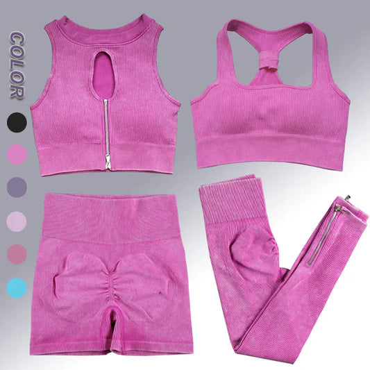 Yoga Suit High Waist Leggings Running Training Tights Sports Outfits Long Sleeve Crop Top Bra Seamless Fitenss Set Fitness Wear.