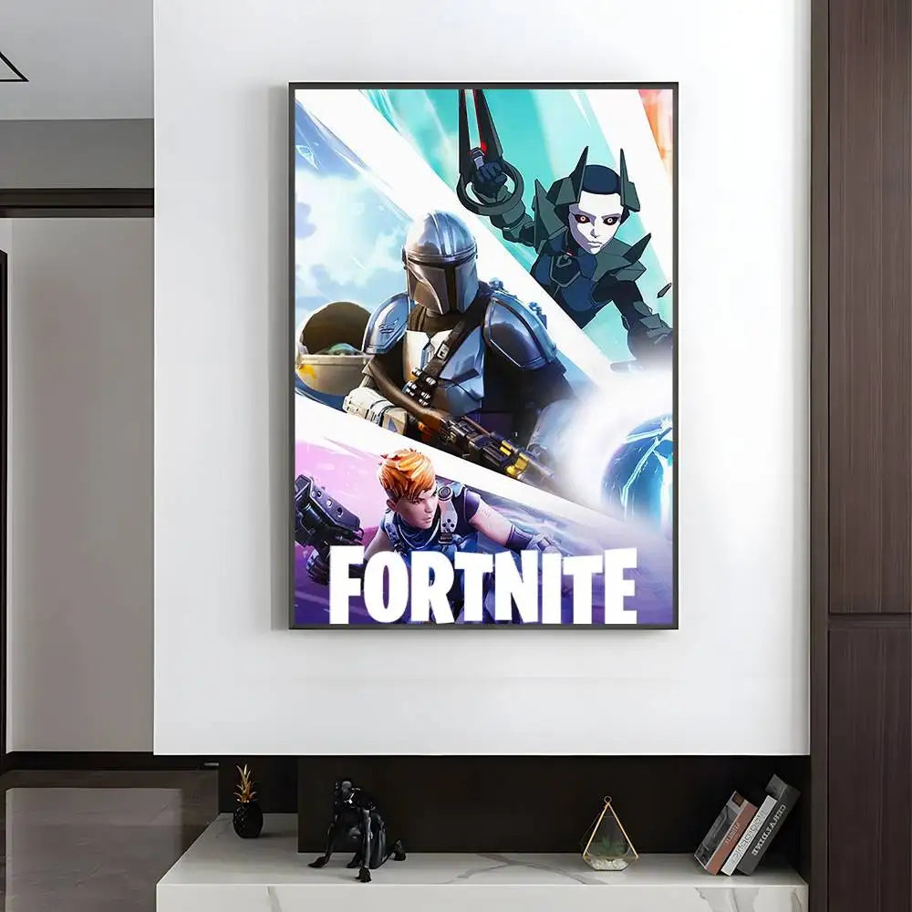 1pc F-Fortnites Poster HD art sticky wall waterproof home living room bedroom bar aesthetic decoration.