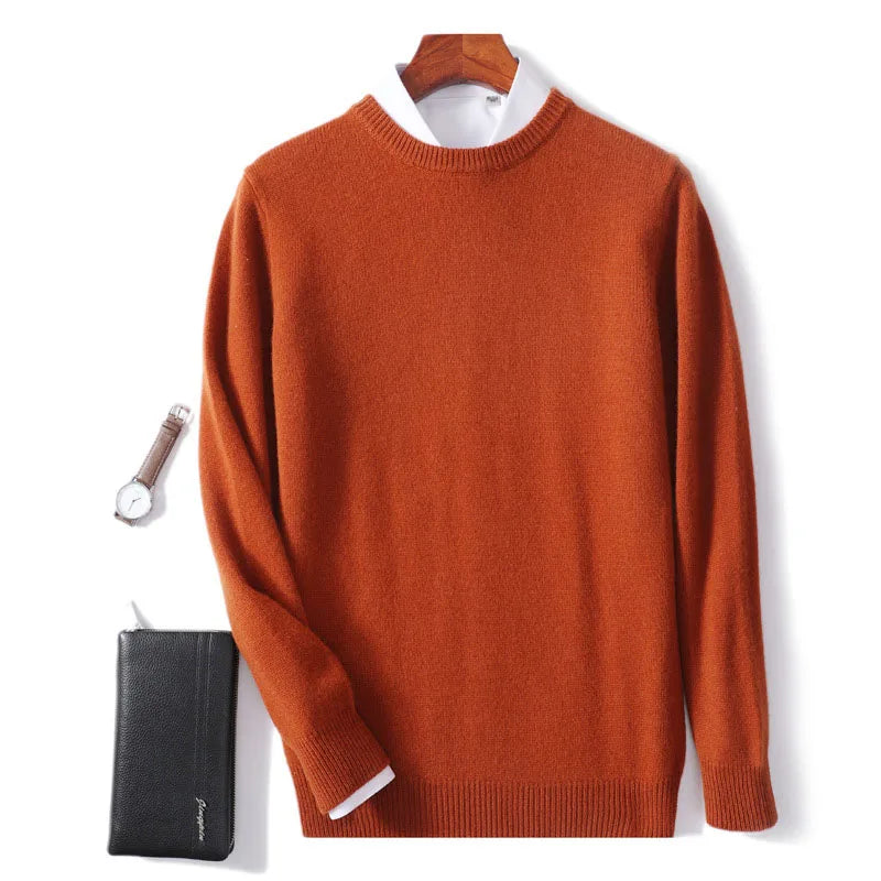 Men Cashmere Sweater O-neck Soft Warm Pullovers Male Loose Knitted Shirt Autumn Winter Korean Casual Jumper Pull Homme 17colors.