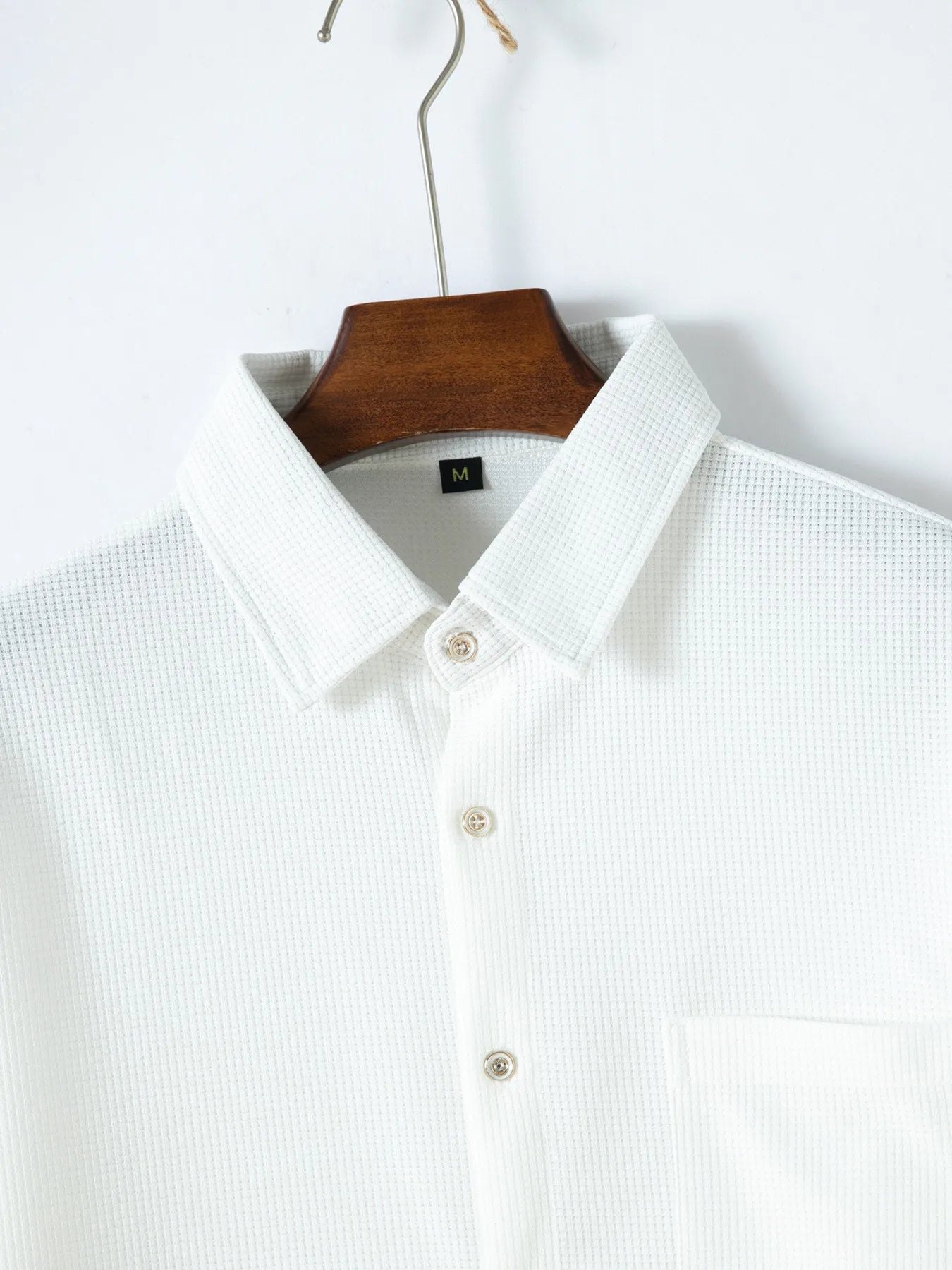 2025 Spring and autumn new men's daily casual waffle cardigan long-sleeved shirt two pants suit.