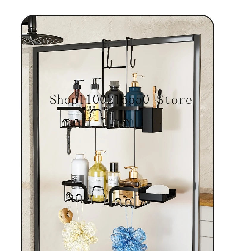 Duschraum-Aufbewahrungsregal, Badezimmer-Hängekorb, Glas-Trennwand-Organizer für die Aufbewahrung von Dusche und Toiletten