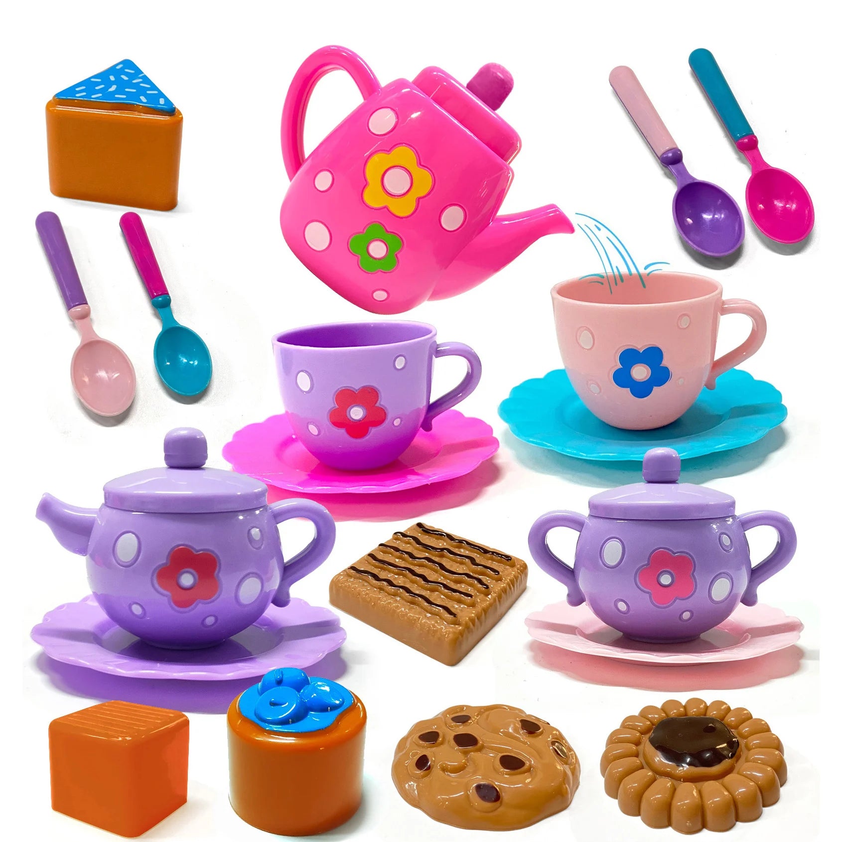 Tea Set for Little Girls, Tea Party Set, Tea Set for Toddlers Including Kettle, Cookies, Kids Play Food, Boys Girls Gifts.